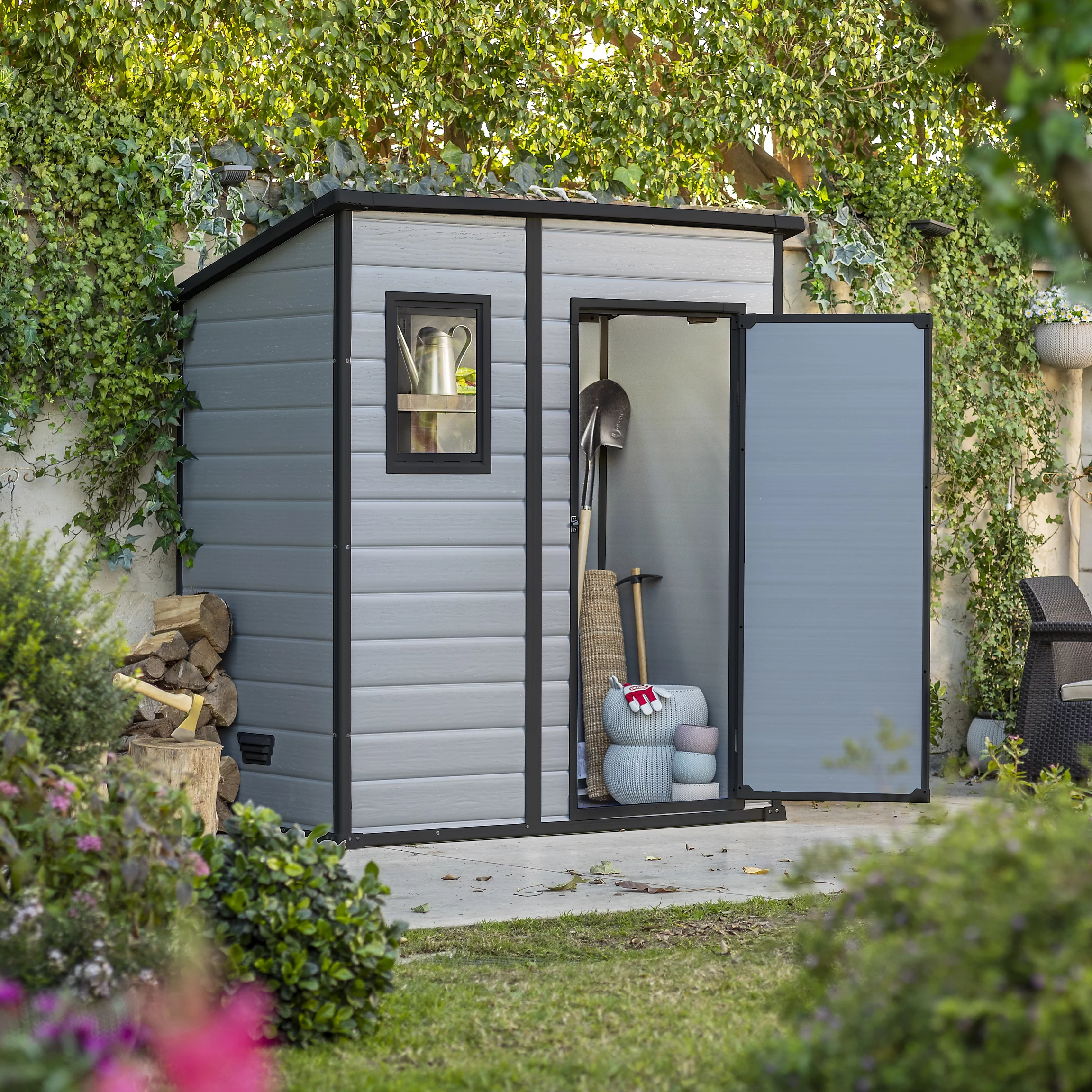 Klikstrom-Senner-6x4-ft-Pent-Grey-Shed-with-floor-_-1-window-1.webp